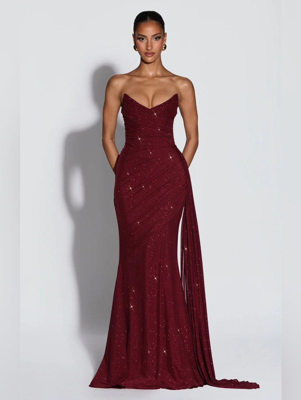 Vestido largo Ashika - Vino brillante babyboo NWT $215